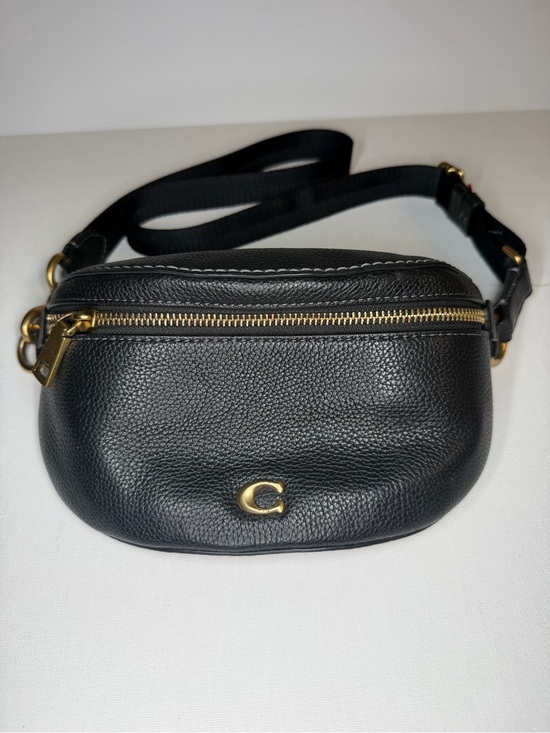 Coach Handbags - Coach Black Pebbled Leather Crossbody Belt Bag with Gold Hardware